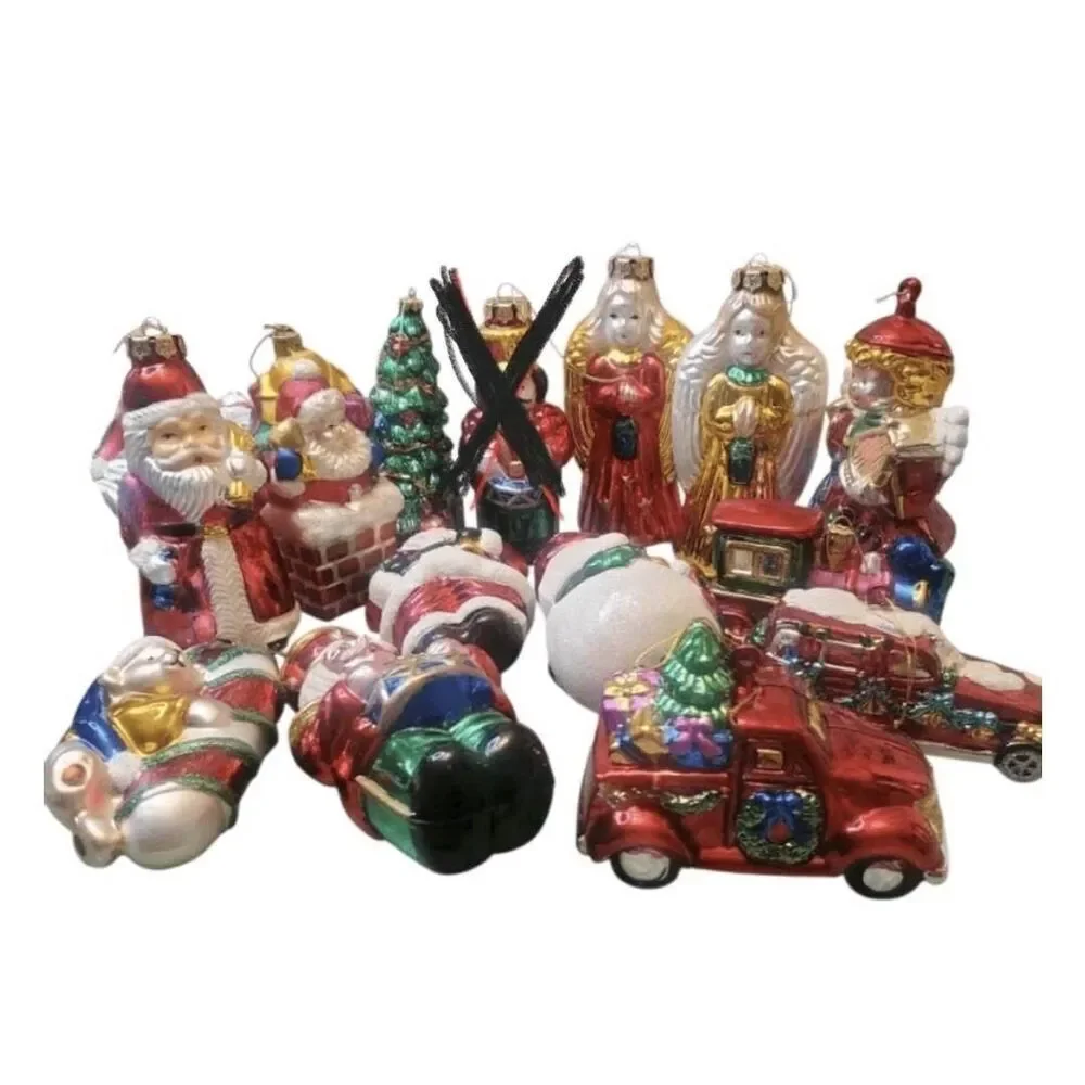 Large Lot of 13 Vintage Glass By Peschka Mouth Blown Hand Blown Christmas Orname